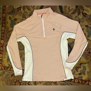 Peter Millar Lightweight Orange and White Quarter-Zip Pullover